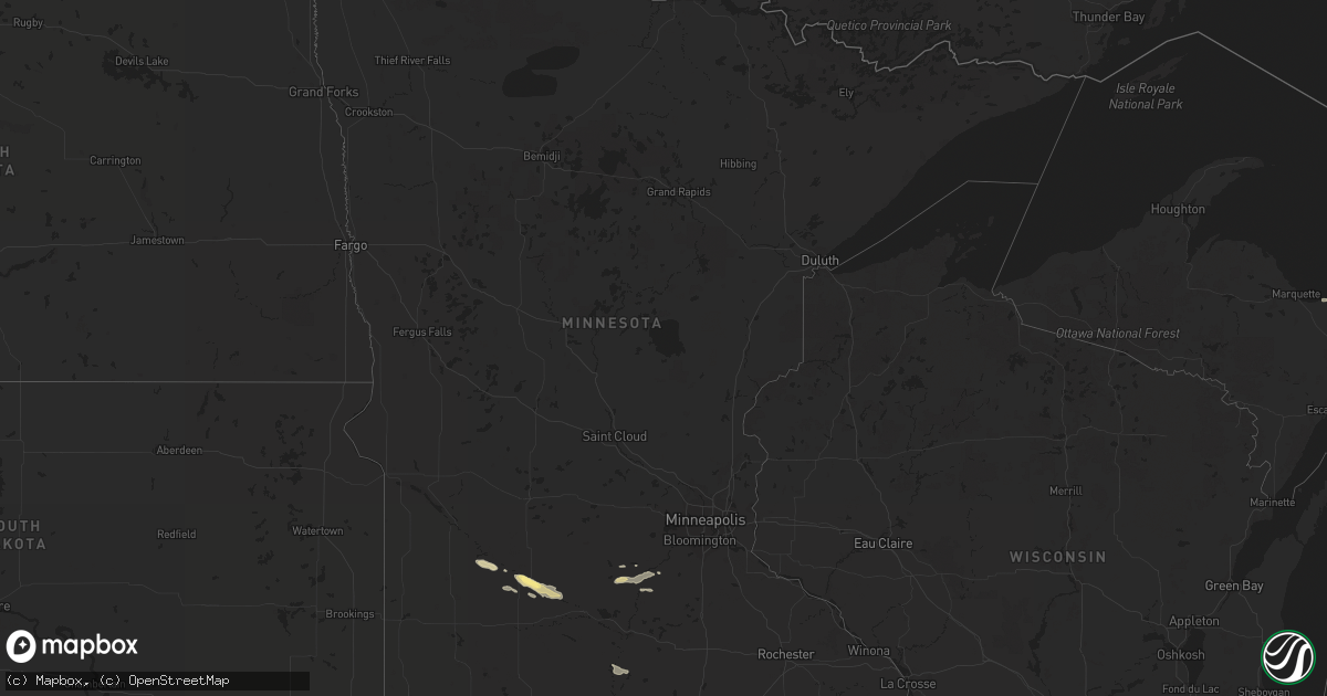 Hail map in Minnesota on July 14, 2023