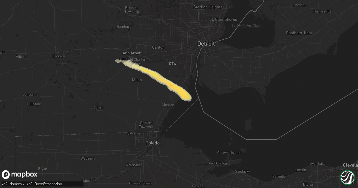 Hail map in Newport, MI on July 14, 2023