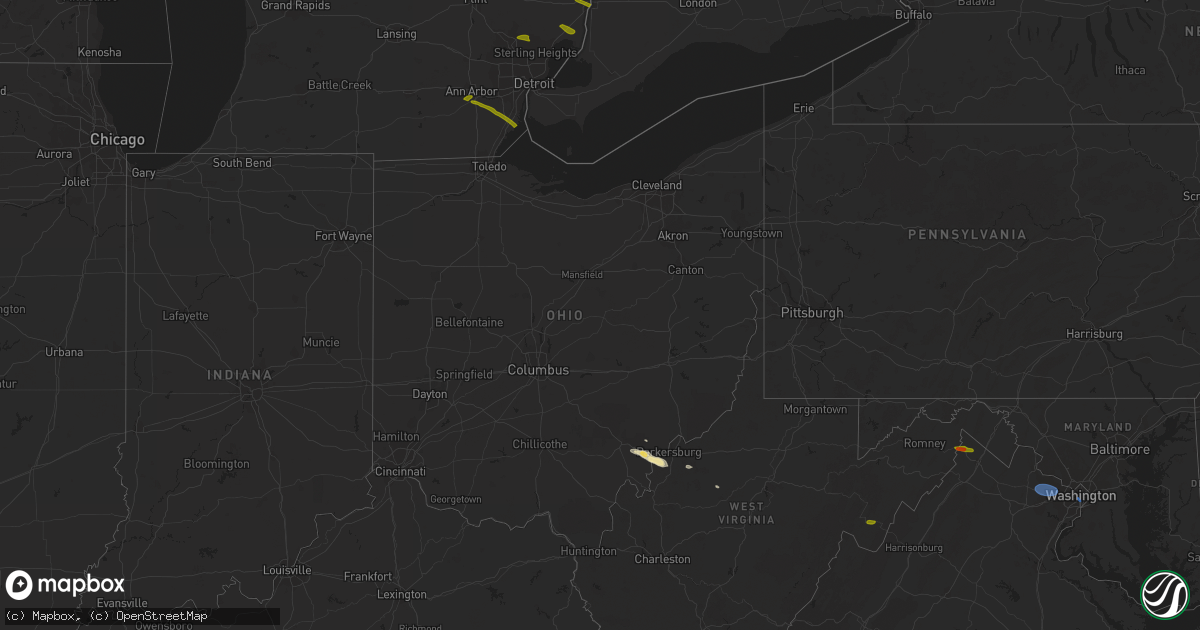 Hail map in Ohio on July 14, 2023