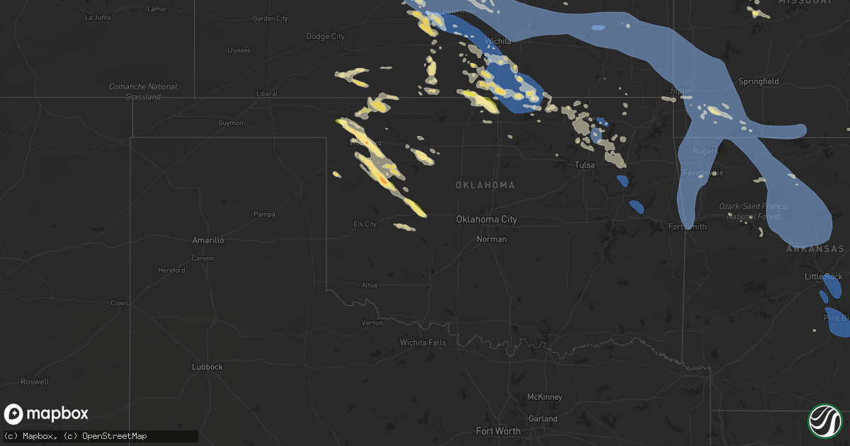 Hail map in Oklahoma on July 14, 2023