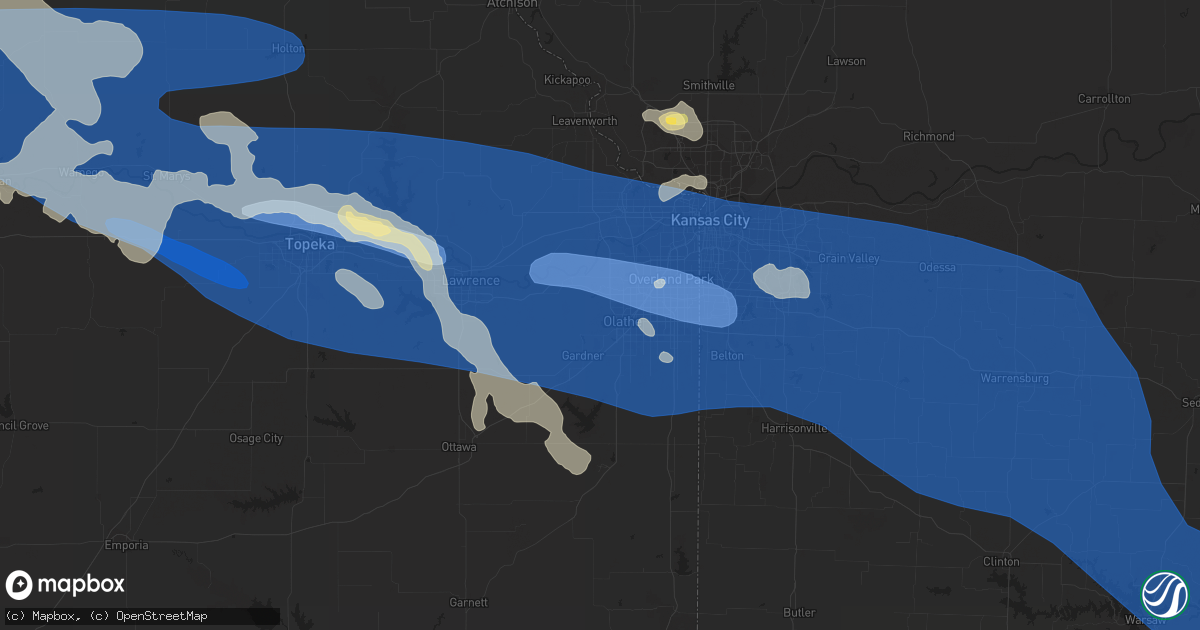 Hail map in Olathe, KS on July 14, 2023