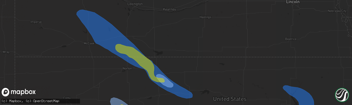 Hail map in Osborne, KS on July 14, 2023