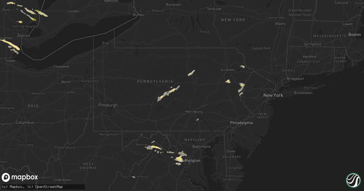 Hail map in Pennsylvania on July 14, 2023