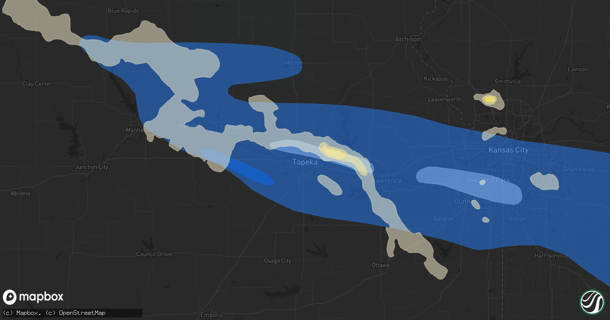 Hail map in Topeka, KS on July 14, 2023