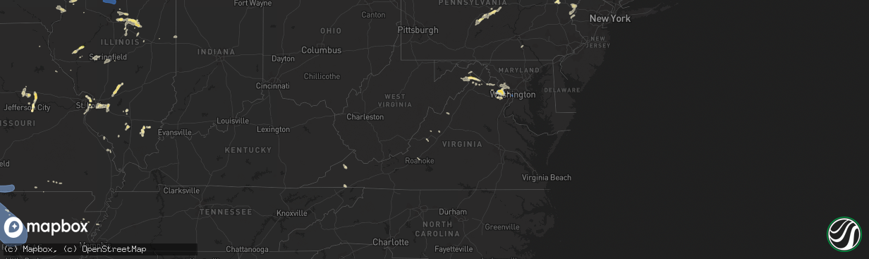 Hail map in Virginia on July 14, 2023