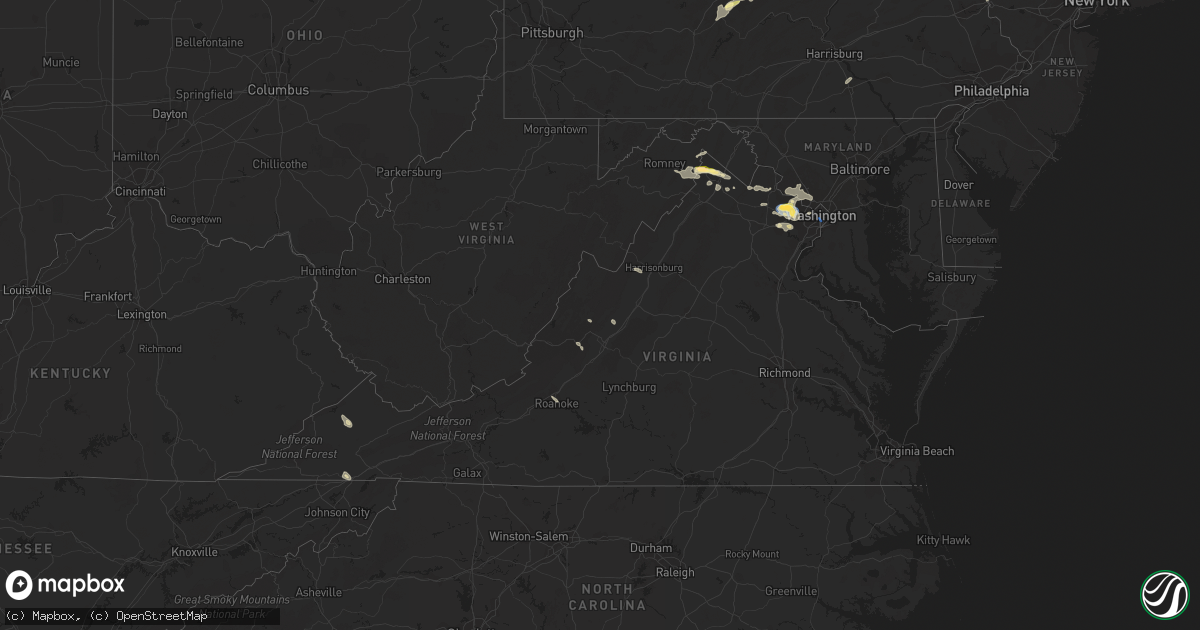 Hail map in Virginia on July 14, 2023