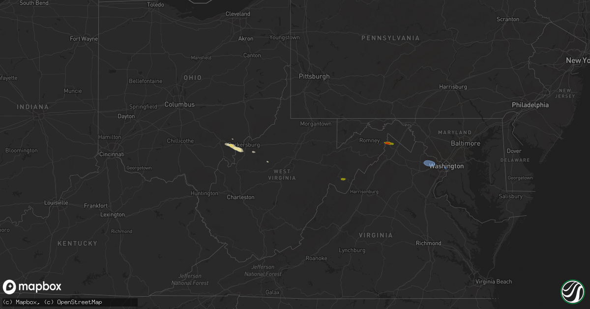 Hail map in West Virginia on July 14, 2023