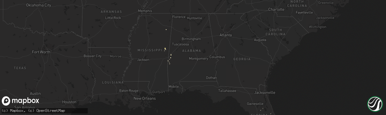 Hail map in Alabama on July 14, 2024