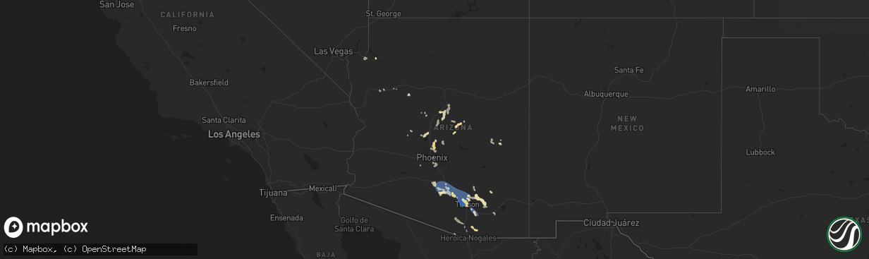 Hail map in Arizona on July 14, 2024