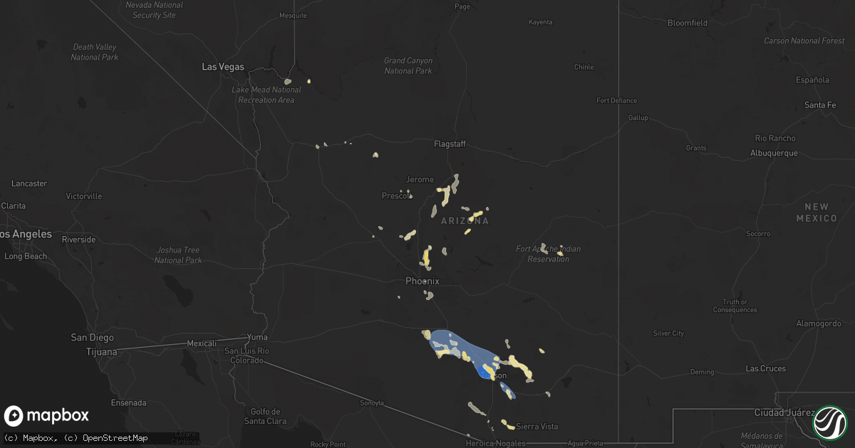 Hail map in Arizona on July 14, 2024