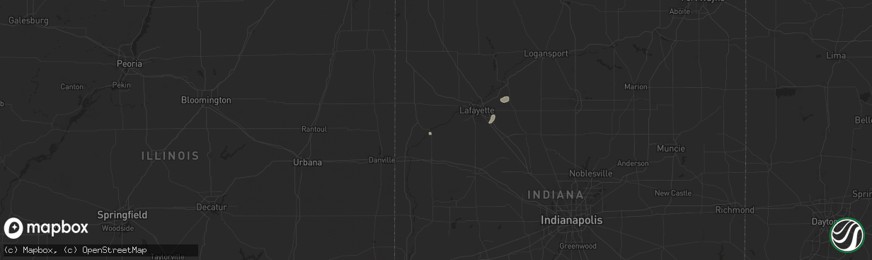 Hail map in Attica, IN on July 14, 2024