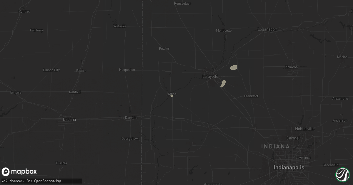 Hail map in Attica, IN on July 14, 2024
