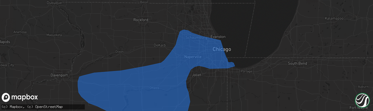 Hail map in Aurora, IL on July 14, 2024