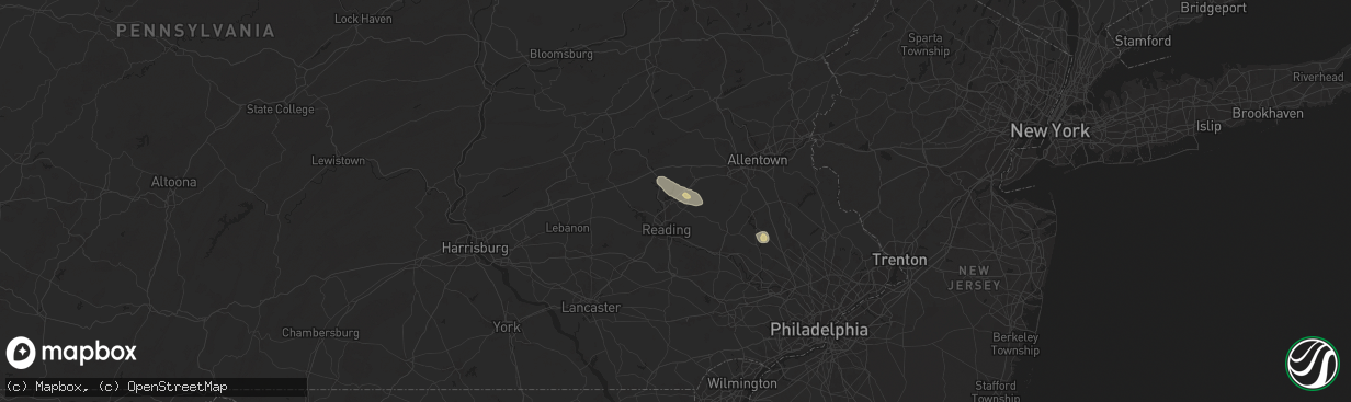 Hail map in Blandon, PA on July 14, 2024