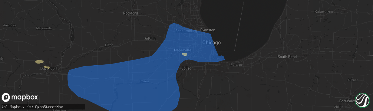 Hail map in Bolingbrook, IL on July 14, 2024