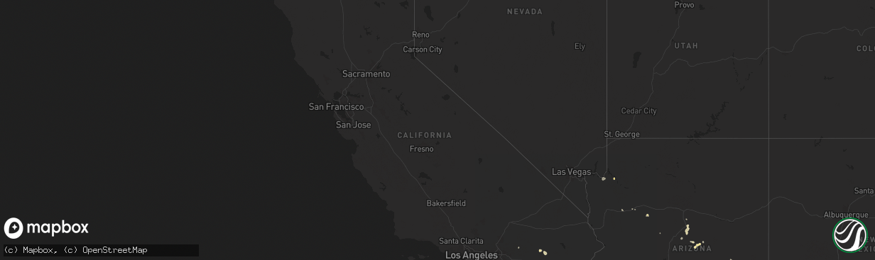 Hail map in California on July 14, 2024