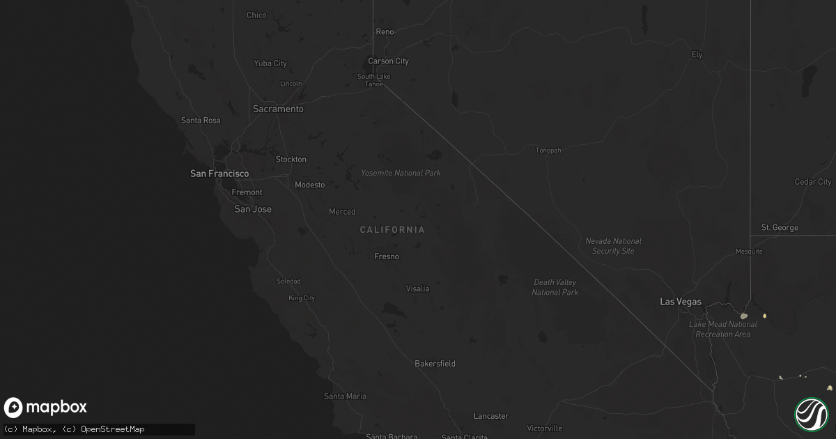 Hail map in California on July 14, 2024