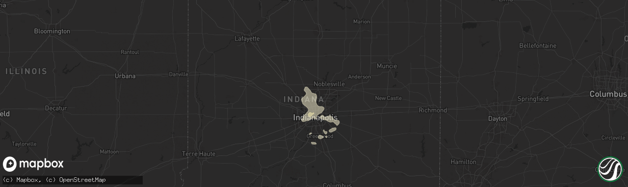 Hail map in Carmel, IN on July 14, 2024