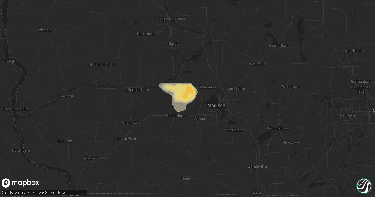 Hail map in Cross Plains, WI on July 14, 2024