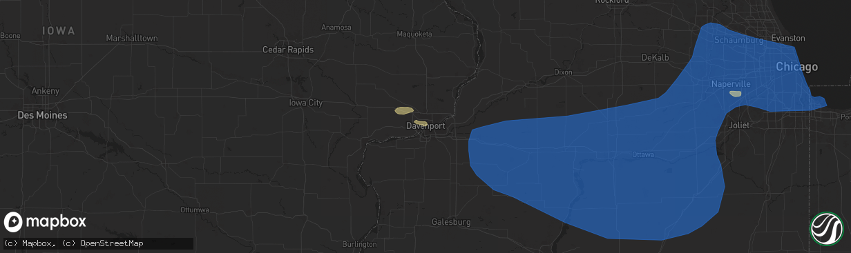 Hail map in Davenport, IA on July 14, 2024