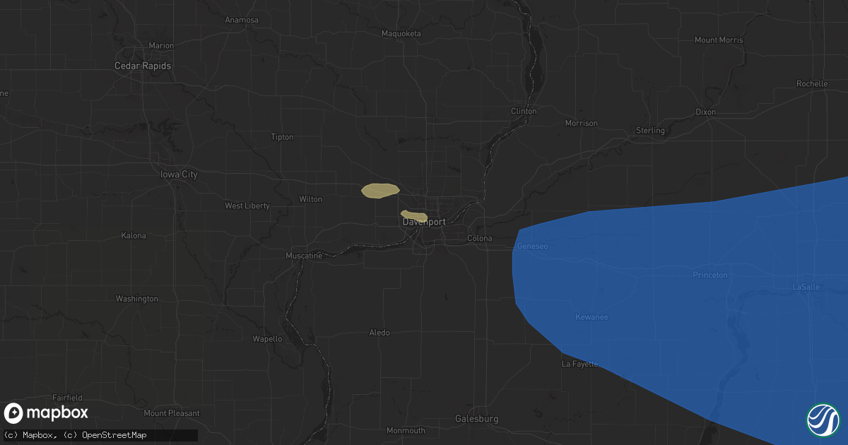Hail map in Davenport, IA on July 14, 2024