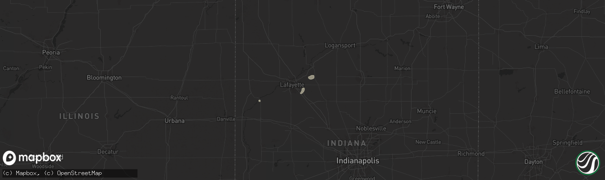 Hail map in Dayton, IN on July 14, 2024