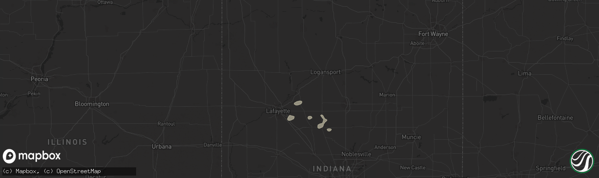 Hail map in Delphi, IN on July 14, 2024