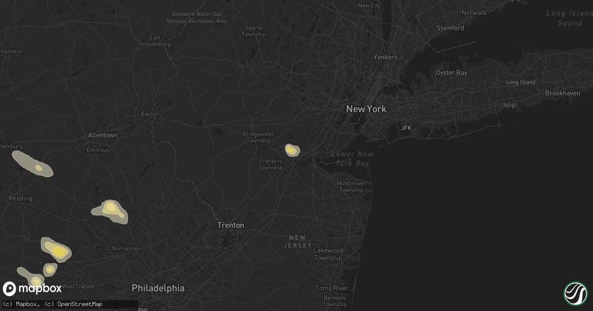Hail map in Edison, NJ on July 14, 2024