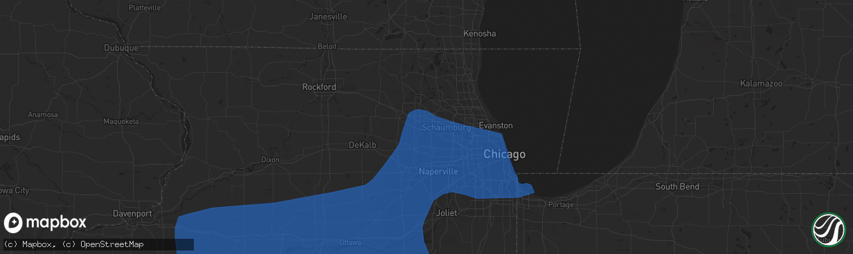 Hail map in Elgin, IL on July 14, 2024