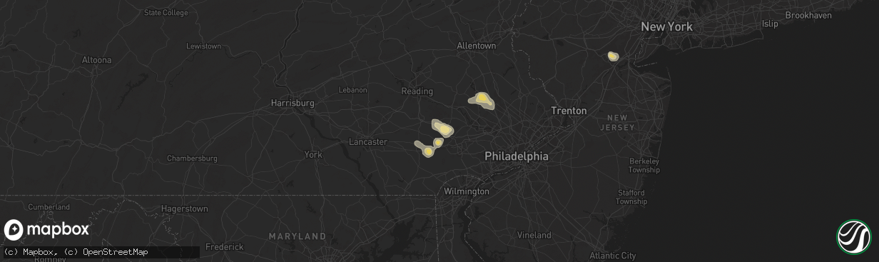 Hail map in Glenmoore, PA on July 14, 2024