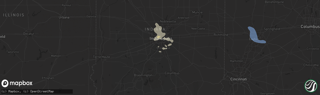 Hail map in Greenwood, IN on July 14, 2024