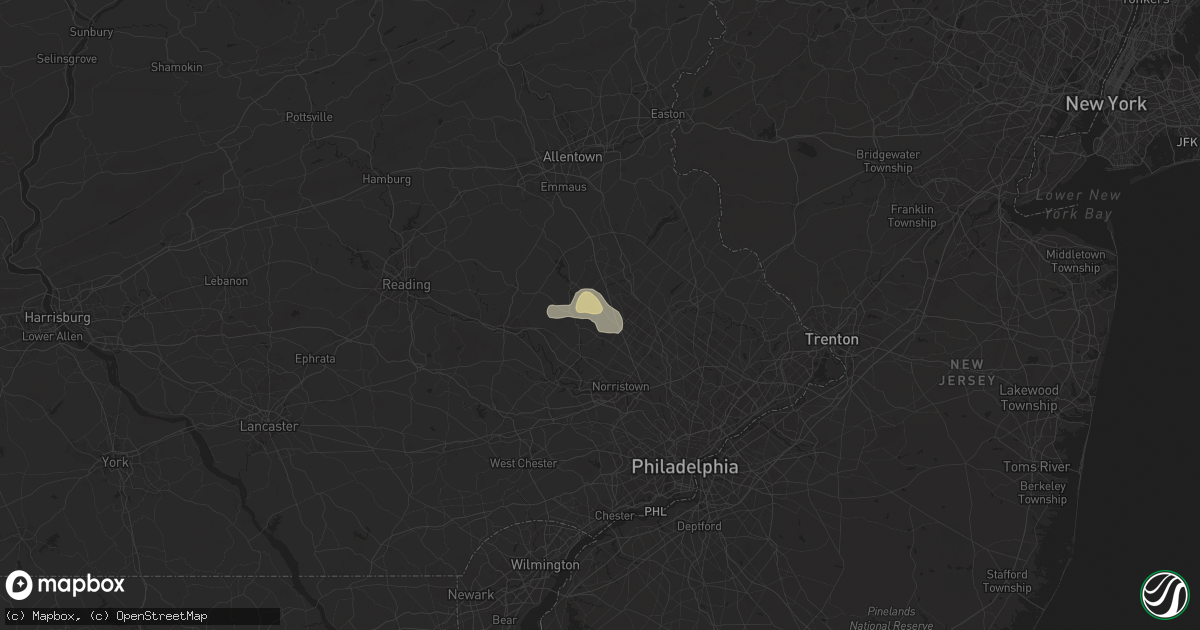 Hail map in Harleysville, PA on July 14, 2024