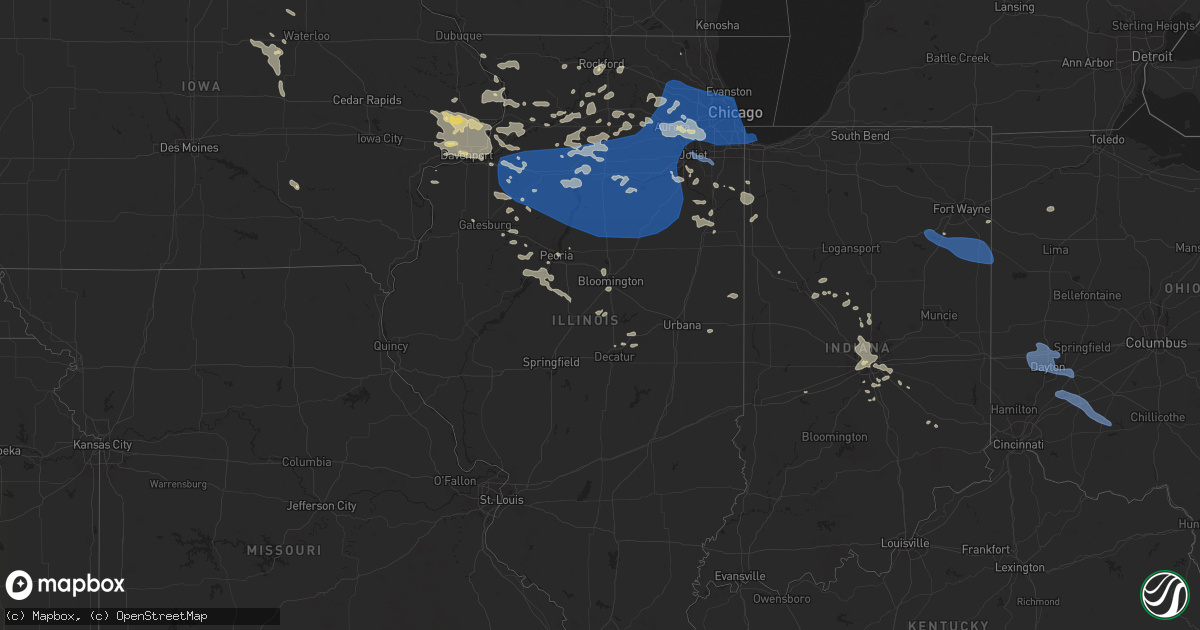 Hail map in Illinois on July 14, 2024