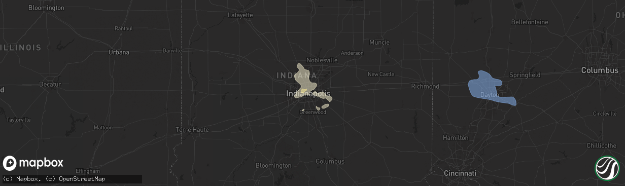 Hail map in Indianapolis, IN on July 14, 2024