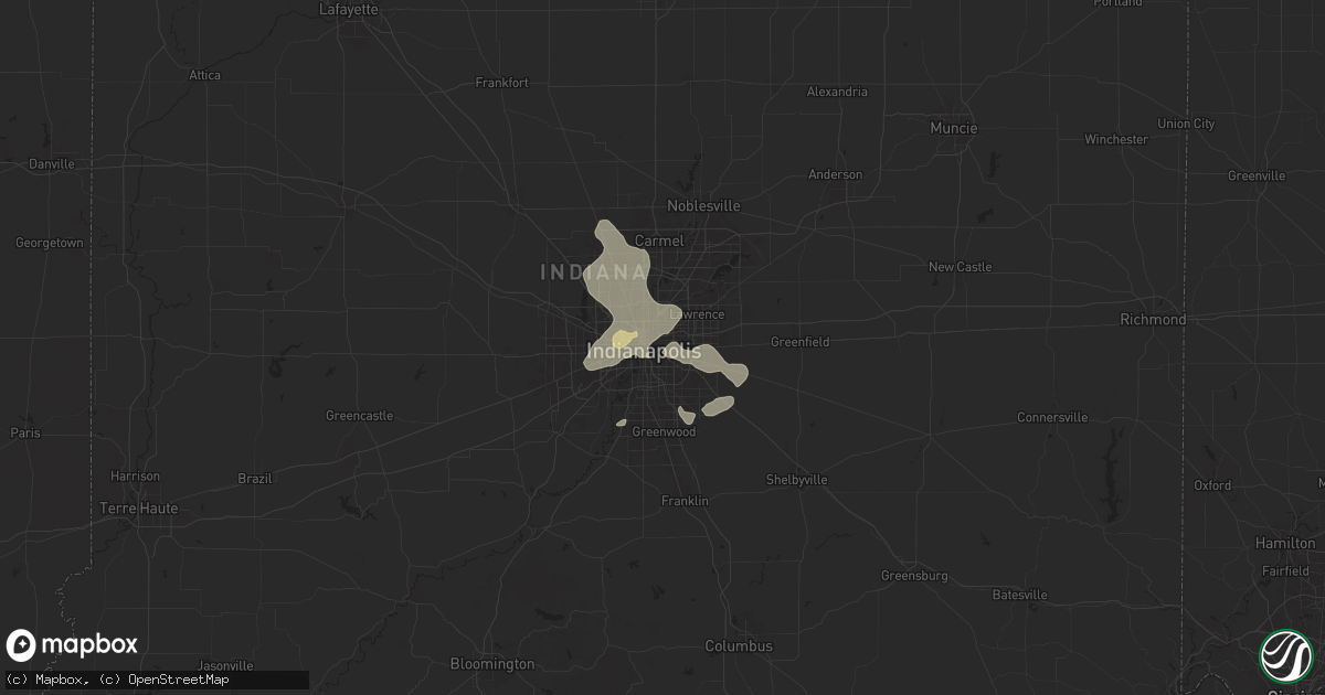 Hail map in Indianapolis, IN on July 14, 2024