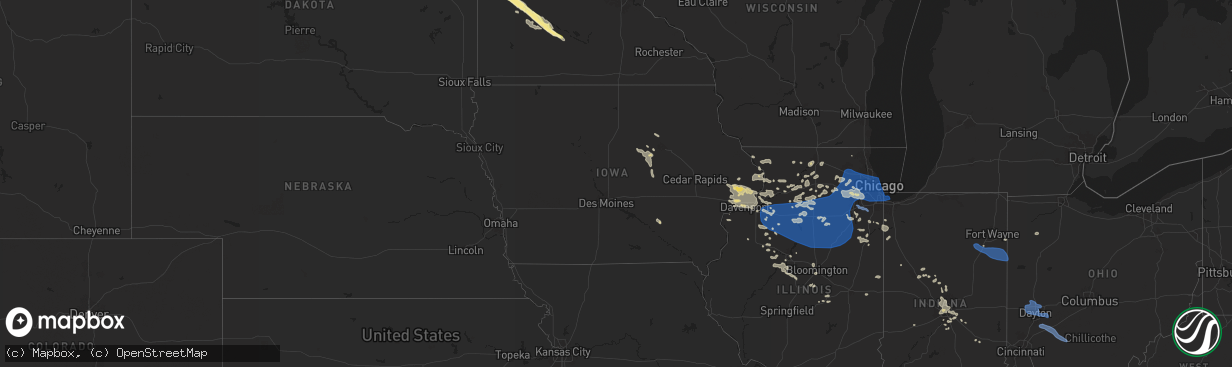 Hail map in Iowa on July 14, 2024