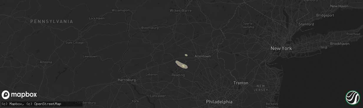 Hail map in Kempton, PA on July 14, 2024