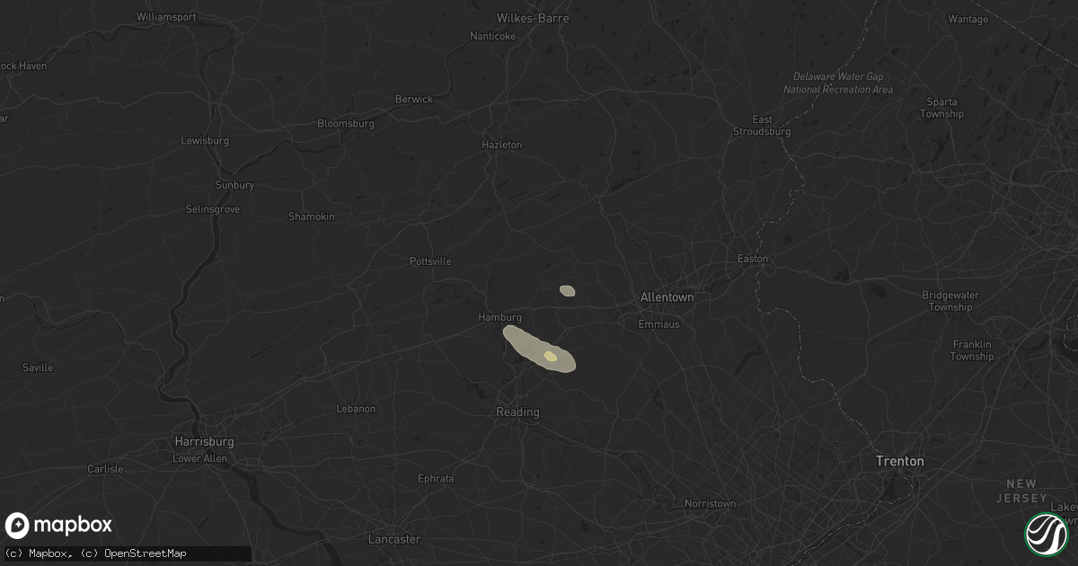 Hail map in Kempton, PA on July 14, 2024
