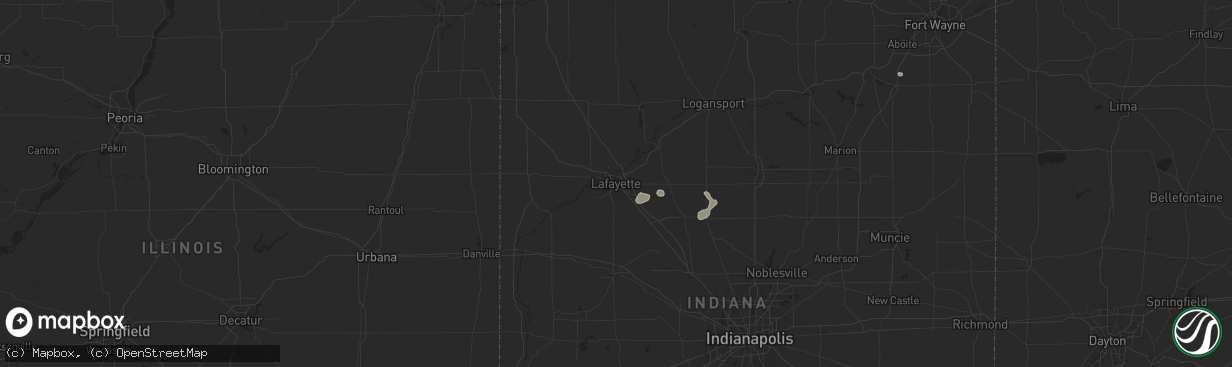 Hail map in Lafayette, IN on July 14, 2024