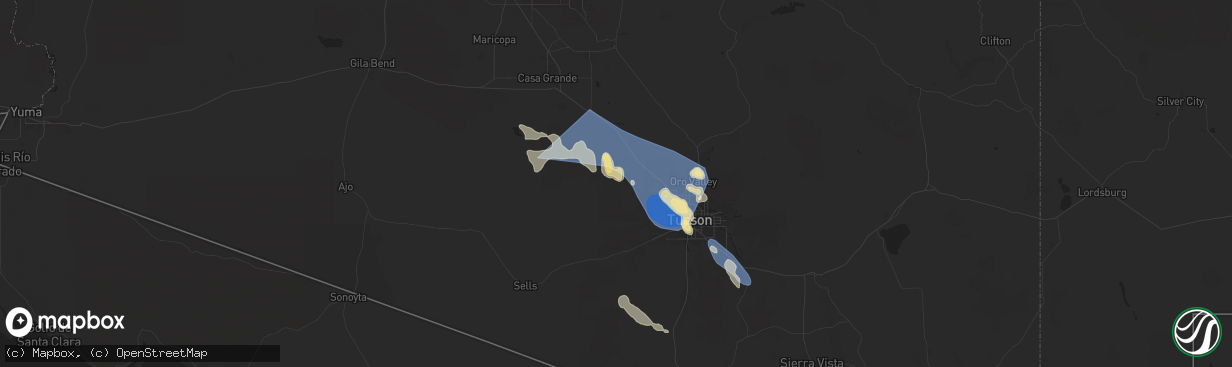 Hail map in Marana, AZ on July 14, 2024