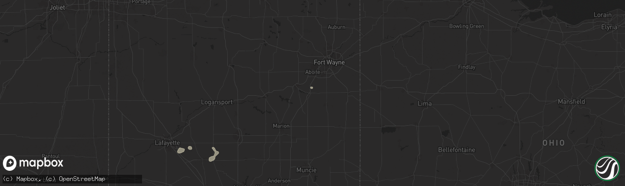 Hail map in Markle, IN on July 14, 2024