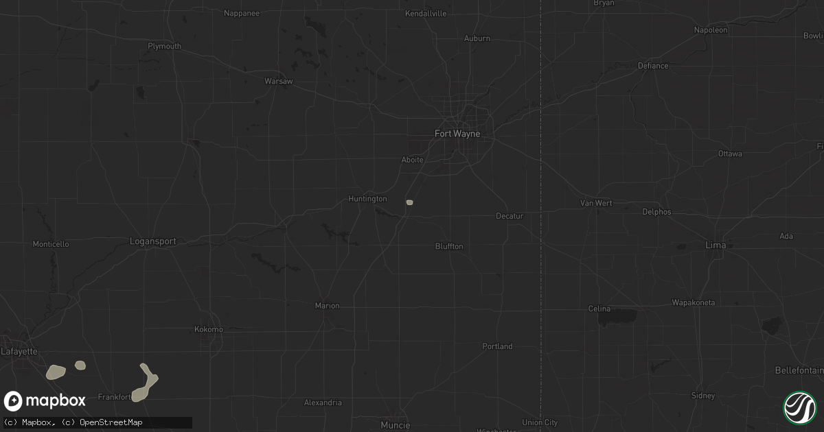 Hail map in Markle, IN on July 14, 2024