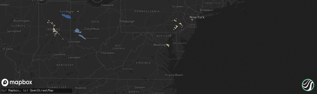 Hail map in Maryland on July 14, 2024