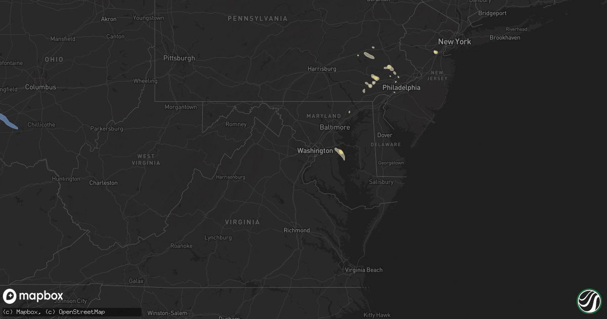 Hail map in Maryland on July 14, 2024
