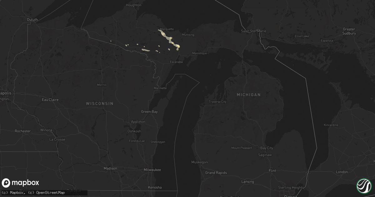 Hail map in Michigan on July 14, 2024