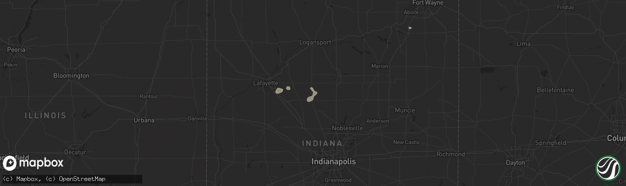 Hail map in Michigantown, IN on July 14, 2024