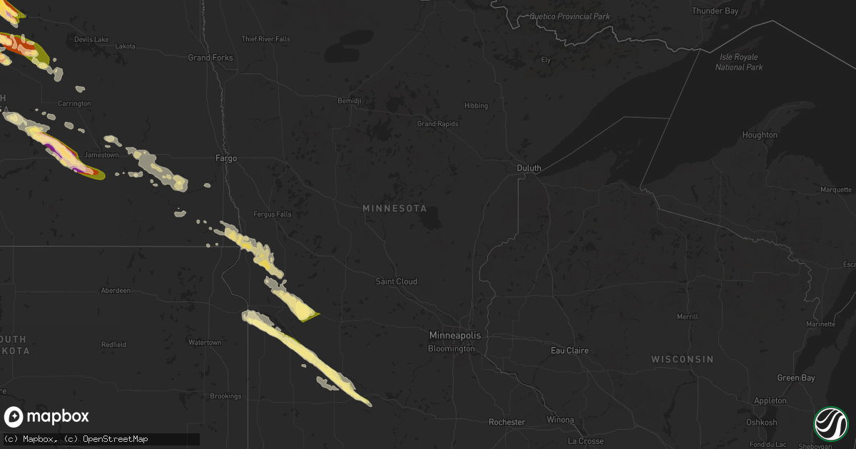Hail map in Minnesota on July 14, 2024