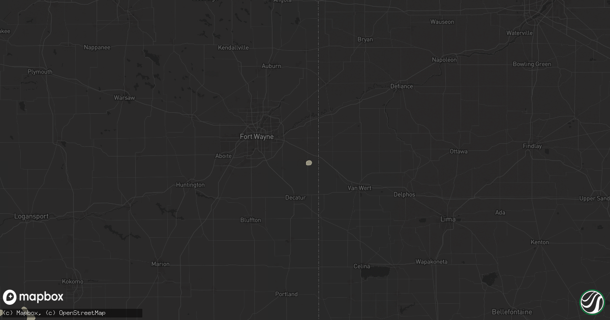 Hail map in Monroeville, IN on July 14, 2024