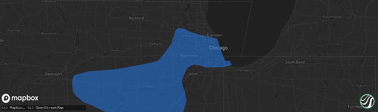 Hail map in Naperville, IL on July 14, 2024