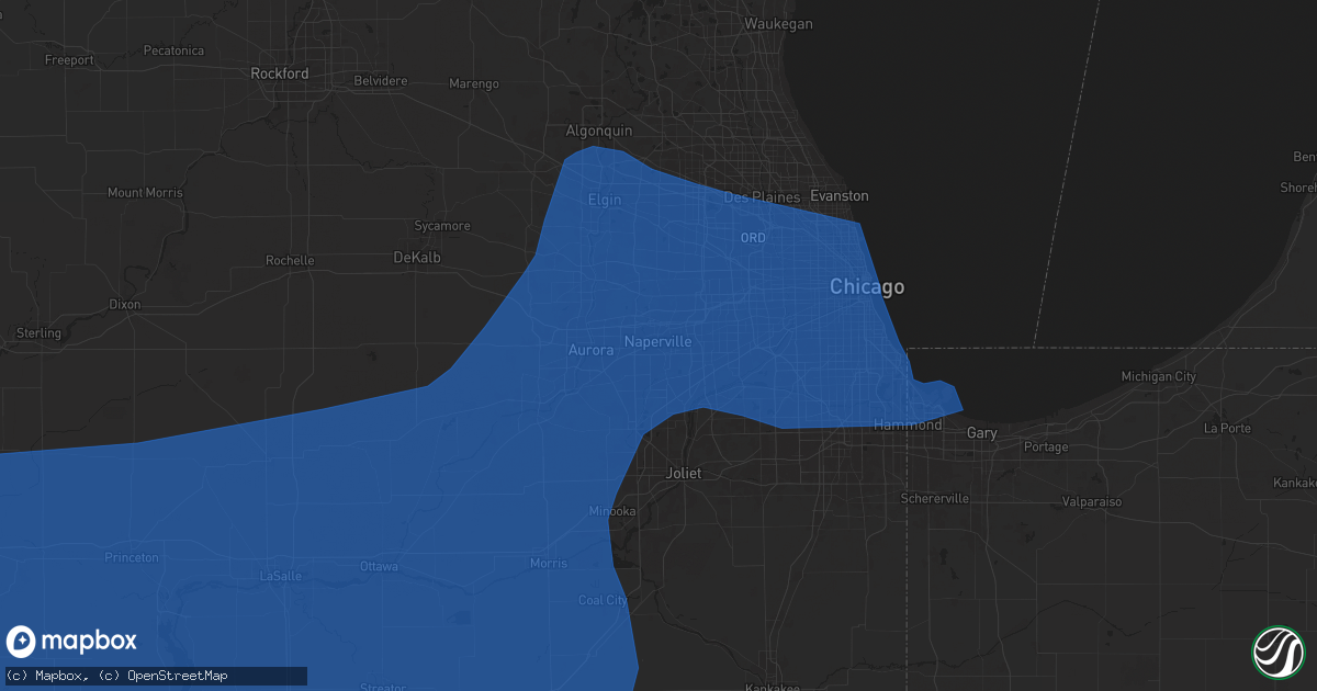 Hail map in Naperville, IL on July 14, 2024